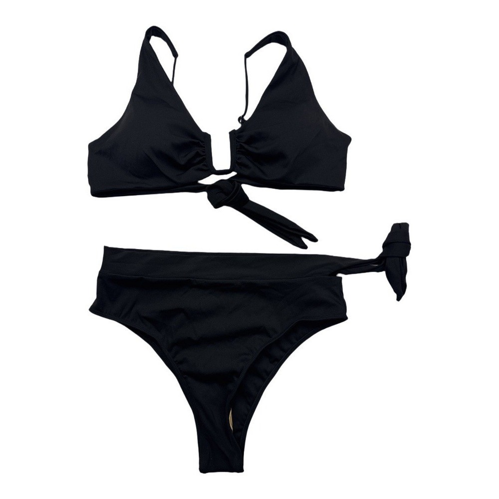 Women's Two-piece Bikini Set Triangle‎ Padded Tie Back Top High Cut Bralette LG